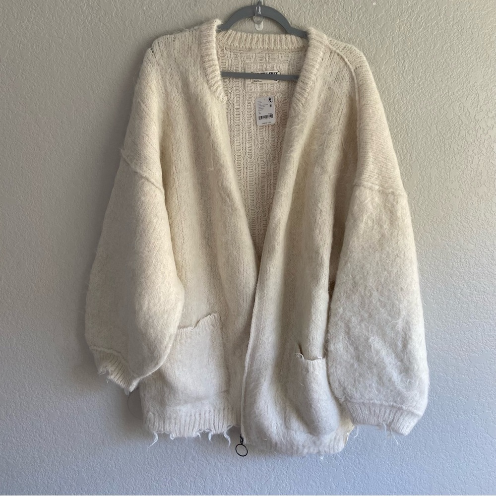 Free People Cream Oversized Fuzzy Zip Teddy Jacket - Picture 6 of 16